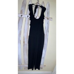 27 Miles Malibu Black Ruffle Halter Jumpsuit